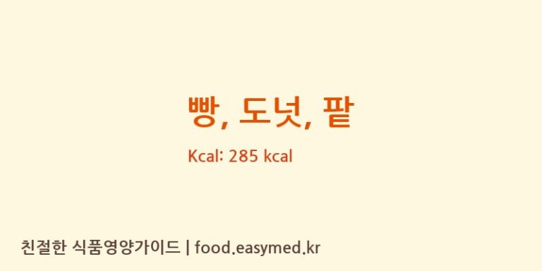 빵, 도넛, 팥 영양성분 (칼로리, 단백질, 나트륨)