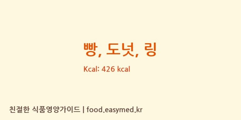 빵, 도넛, 링 영양성분 (칼로리, 단백질, 나트륨)