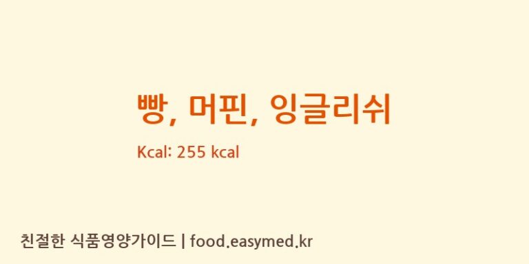 빵, 머핀, 잉글리쉬 영양성분 (칼로리, 단백질, 나트륨)