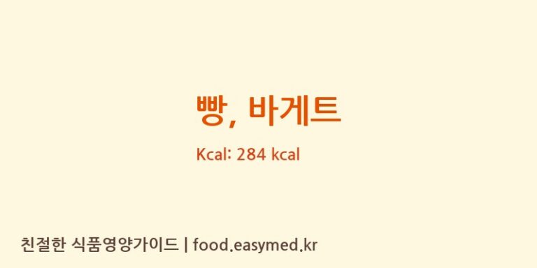 빵, 바게트 영양성분 (칼로리, 단백질, 나트륨)