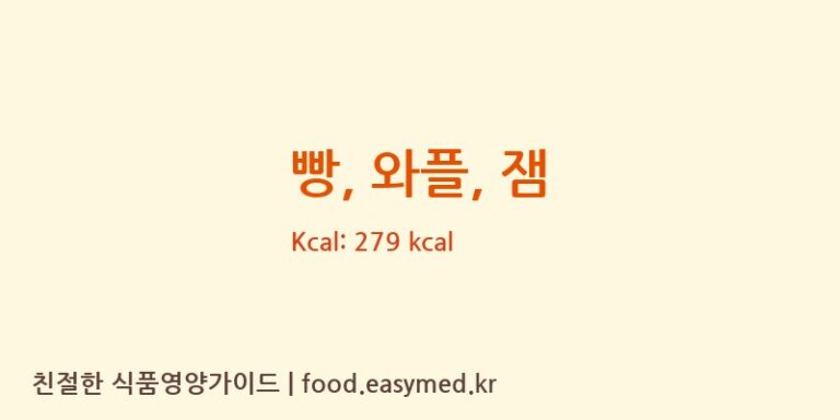 빵, 와플, 잼 영양성분 (칼로리, 단백질, 나트륨)