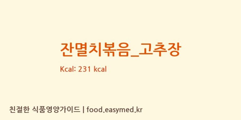 잔멸치볶음_고추장 영양성분 (칼로리, 단백질, 나트륨)