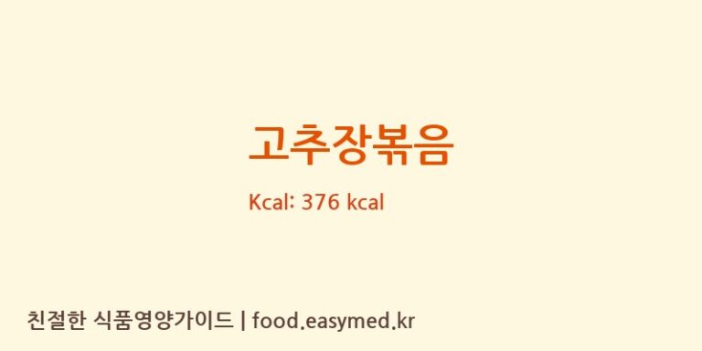 고추장볶음 영양성분 (칼로리, 단백질, 나트륨)