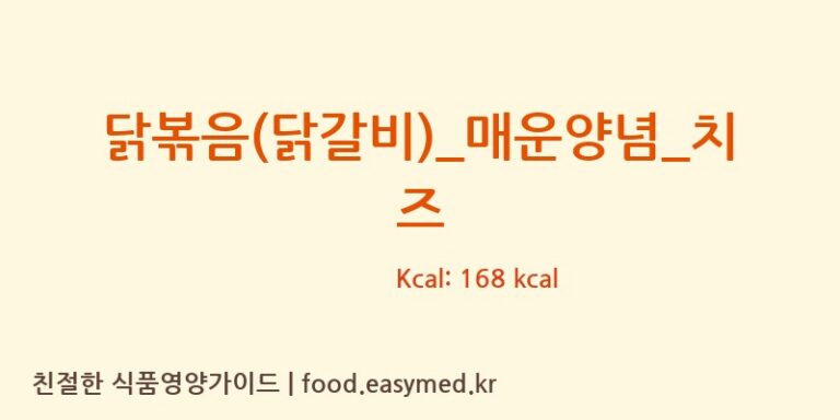 닭볶음(닭갈비)_매운양념_치즈 영양성분 (칼로리, 단백질, 나트륨)