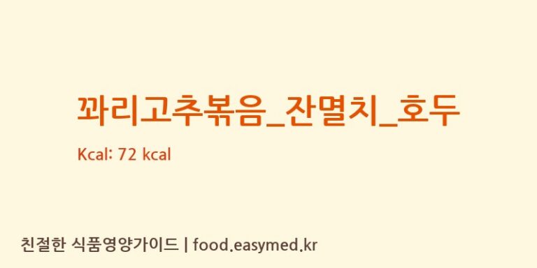 꽈리고추볶음_잔멸치_호두 영양성분 (칼로리, 단백질, 나트륨)