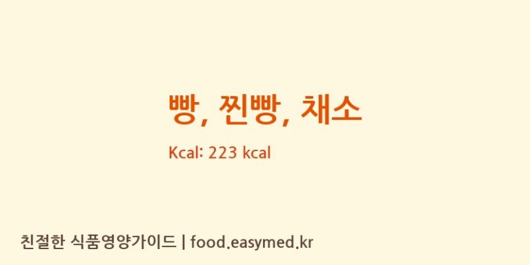 빵, 찐빵, 채소 영양성분 (칼로리, 단백질, 나트륨)
