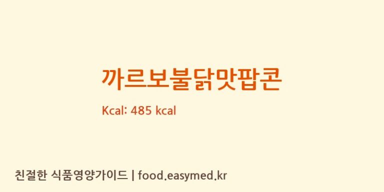 까르보불닭맛팝콘 칼로리 및 주요 영양소 분석 (㈜바프)
