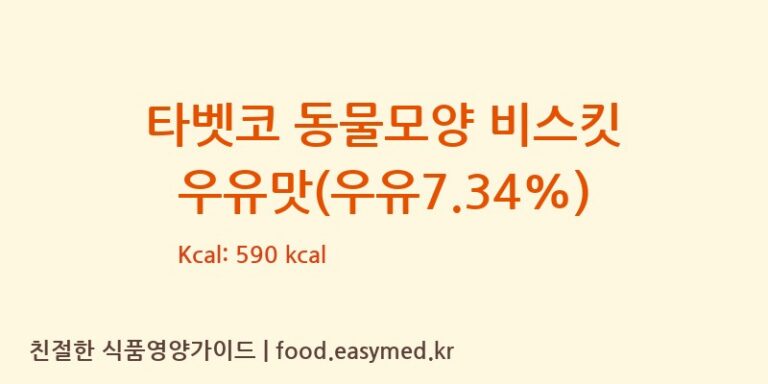 [GINBIS CO., LTD. KOGA FACTORY] 타벳코 동물모양 비스킷 우유맛(우유7.34%) 영양성분 (칼로리, 단백질, 나트륨)