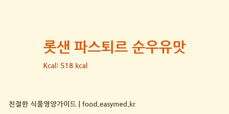 롯샌 파스퇴르 순우유맛 칼로리 및 주요 영양소 분석 (롯데웰푸드㈜)