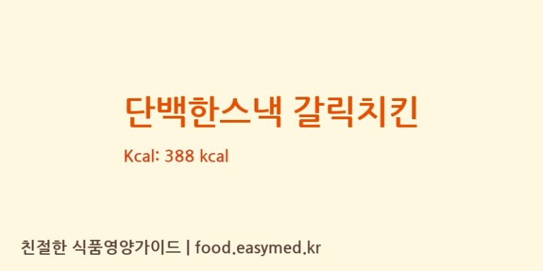 단백한스낵 갈릭치킨 칼로리 및 주요 영양소 분석 ((주)에스디씨)