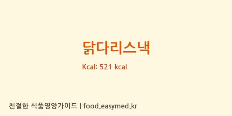 [미찌푸드 주식회사] 닭다리스낵 다이어트 영양 정보 (당류, 단백질)
