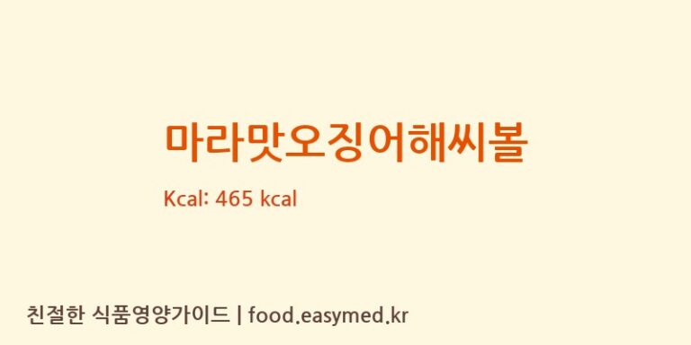 마라맛오징어해씨볼 칼로리 및 주요 영양소 분석 ((주)우농)