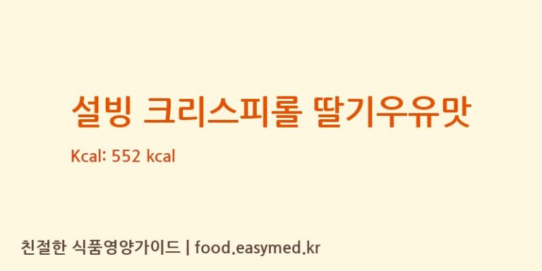 [(주)개미식품] 설빙 크리스피롤 딸기우유맛 영양성분 (칼로리, 단백질, 나트륨)
