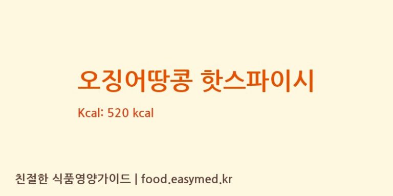 오징어땅콩 핫스파이시 칼로리 및 주요 영양소 분석 (㈜오리온 제2익산공장)