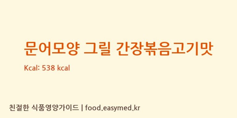 문어모양 그릴 간장볶음고기맛 칼로리 및 주요 영양소 분석 (BEI ER XIANG (TIANJIN) FOOD CO.,LTD.)