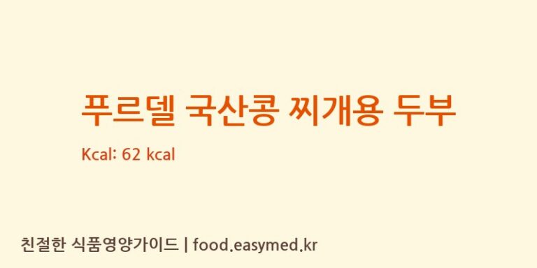 푸르델 국산콩 찌개용 두부 칼로리 및 주요 영양소 분석 (푸드라인)