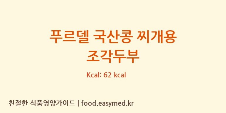 푸르델 국산콩 찌개용 조각두부 칼로리 및 주요 영양소 분석 (푸드라인)