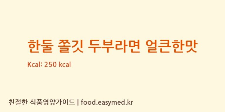 [농업회사법인 한둘푸드주식회사] 한둘 쫄깃 두부라면 얼큰한맛 다이어트 영양 정보 (당류, 단백질)