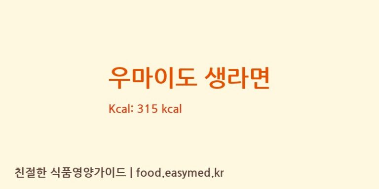 우마이도 생라면 칼로리 및 주요 영양소 분석 (㈜한스코리아)