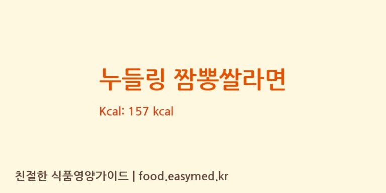 누들링 짬뽕쌀라면 칼로리 및 주요 영양소 분석 (주식회사 미주웰빙푸드)