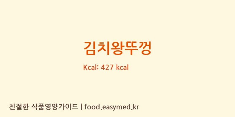 김치왕뚜껑 칼로리 및 주요 영양소 분석 (㈜팔도)