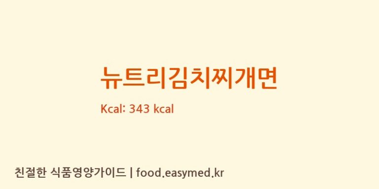 뉴트리김치찌개면 칼로리 및 주요 영양소 분석 (㈜팔도)