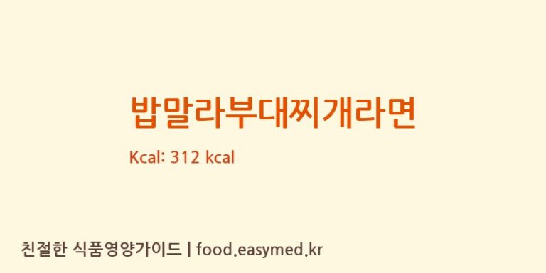 밥말라부대찌개라면 칼로리 및 주요 영양소 분석 (오뚜기라면(주))