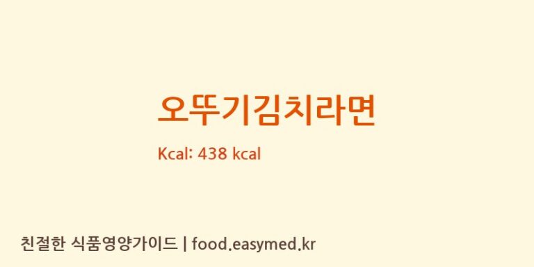 [오뚜기라면(주)] 오뚜기김치라면 영양성분 (칼로리, 단백질, 나트륨)