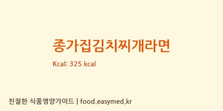 [오뚜기라면(주)] 종가집김치찌개라면 다이어트 영양 정보 (당류, 단백질)