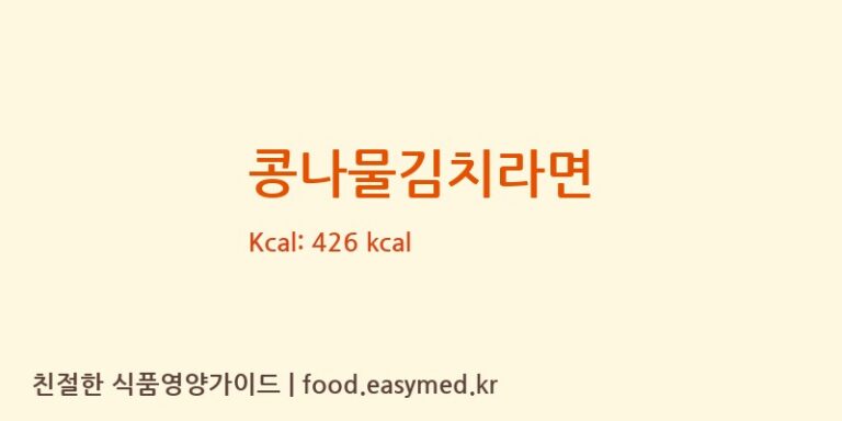 콩나물김치라면 칼로리 및 주요 영양소 분석 (삼양식품(주)원주공장)