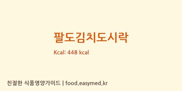 팔도김치도시락 칼로리 및 주요 영양소 분석 (㈜팔도)