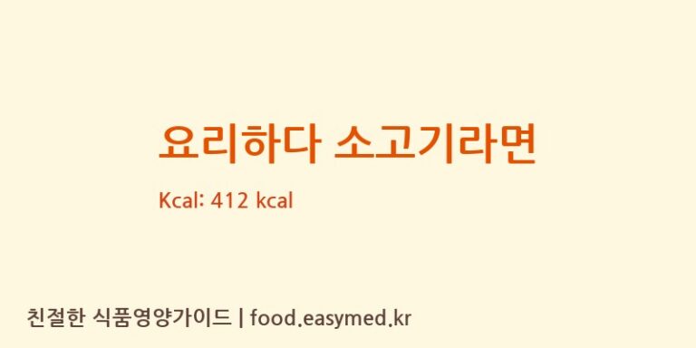 [㈜팔도] 요리하다 소고기라면 영양성분 (칼로리, 단백질, 나트륨)