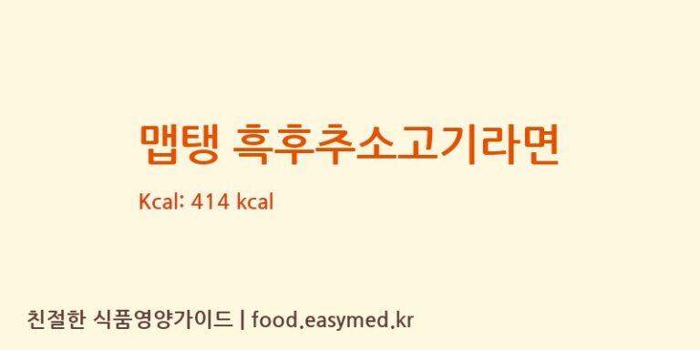 맵탱 흑후추소고기라면 칼로리 및 주요 영양소 분석 (삼양식품(주)원주공장)