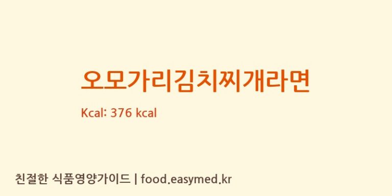 오모가리김치찌개라면 칼로리 및 주요 영양소 분석 (㈜새롬식품(완주공장))