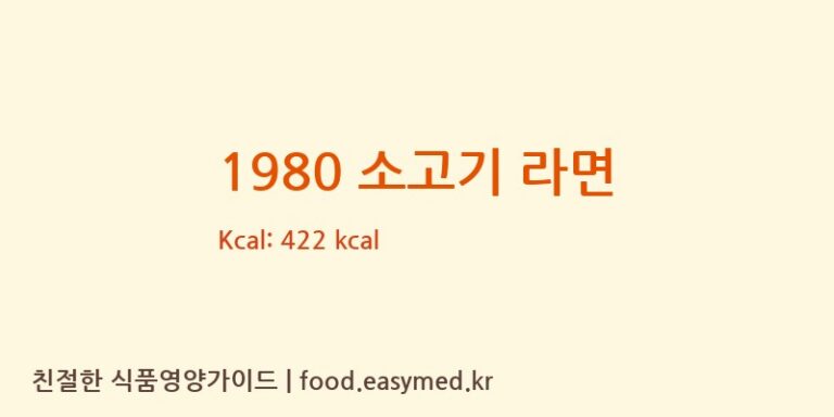 [㈜팔도] 1980 소고기 라면 다이어트 영양 정보 (당류, 단백질)