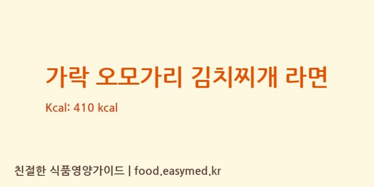가락 오모가리 김치찌개 라면 칼로리 및 주요 영양소 분석 (주식회사두런)