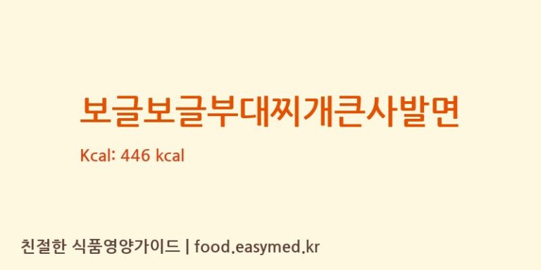 [㈜농심] 보글보글부대찌개큰사발면 영양성분 (칼로리, 단백질, 나트륨)