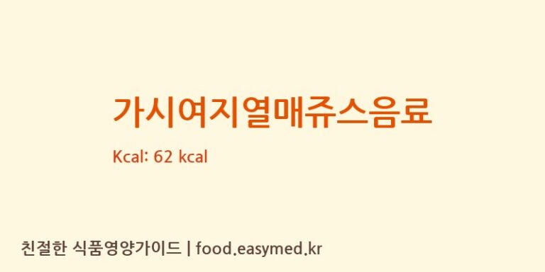 가시여지열매쥬스음료 영양성분 (칼로리, 단백질, 나트륨)