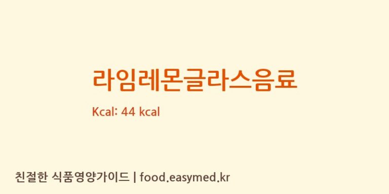 라임레몬글라스음료 영양성분 (칼로리, 단백질, 나트륨)