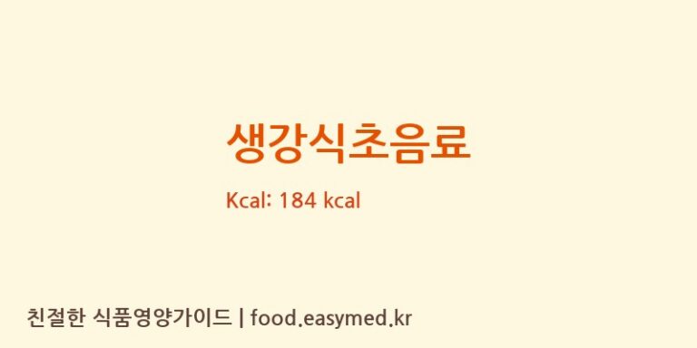 생강식초음료 영양성분 (칼로리, 단백질, 나트륨)