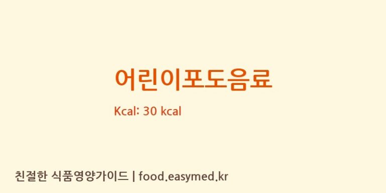 어린이포도음료 칼로리 및 주요 영양소 분석 (경북과학대학식품공장)