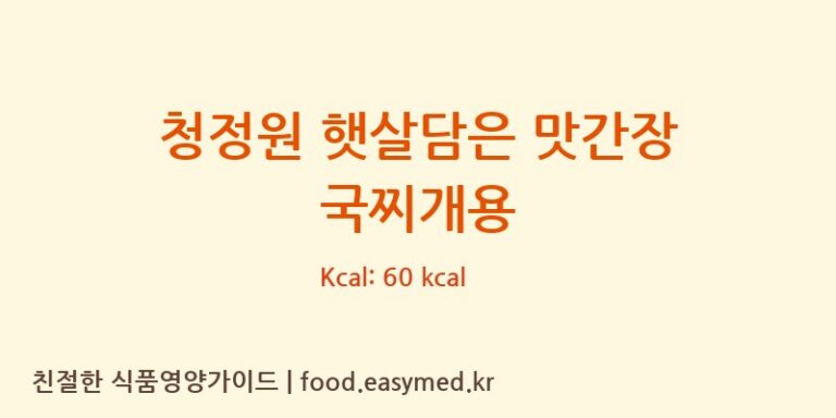 청정원 햇살담은 맛간장 국찌개용 칼로리 및 주요 영양소 분석 (대상㈜ 순창공장)
