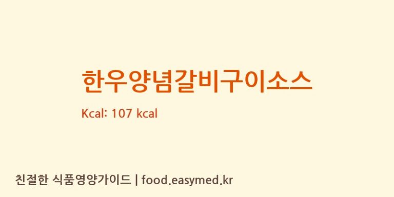 [㈜시아스] 한우양념갈비구이소스 영양성분 (칼로리, 단백질, 나트륨)