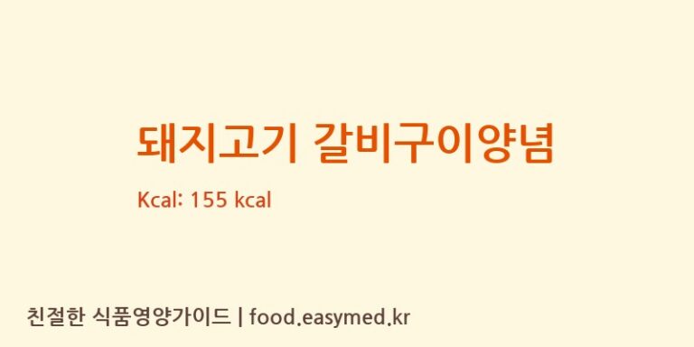 돼지고기 갈비구이양념 칼로리 및 주요 영양소 분석 ((주)한국소스)