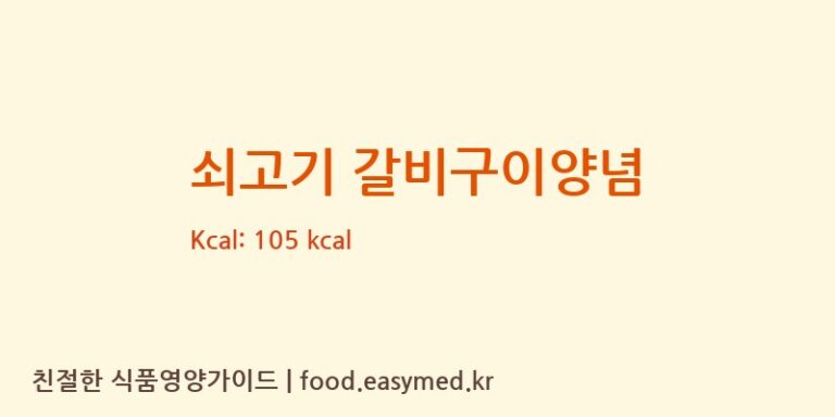 [(주)한국소스] 쇠고기 갈비구이양념 영양성분 (칼로리, 단백질, 나트륨)