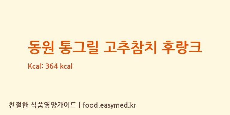 [㈜동원F&B] 동원 통그릴 고추참치 후랑크 다이어트 영양 정보 (당류, 단백질)