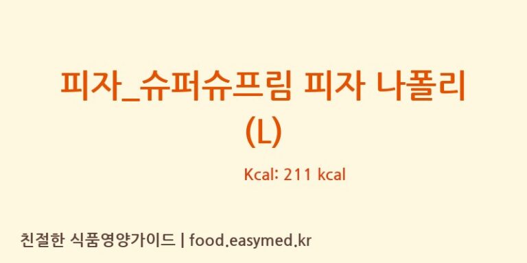 피자_슈퍼슈프림 피자 나폴리 (L) 칼로리 및 주요 영양소 분석 (도미노피자)
