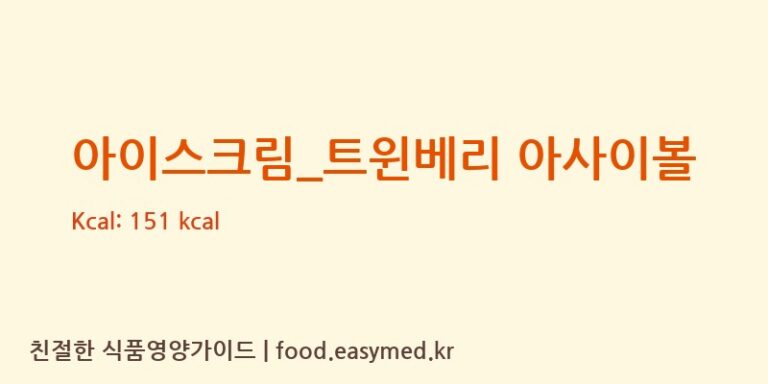 아이스크림_트윈베리 아사이볼 칼로리 및 주요 영양소 분석 (요거트아이스크림의 정석)