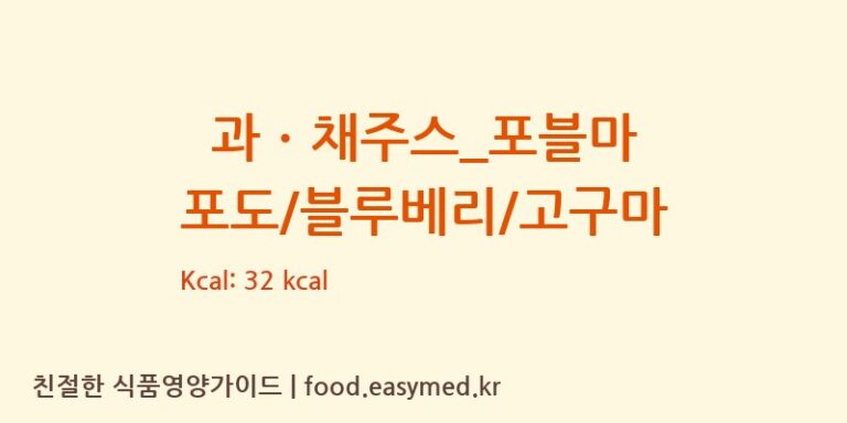 [더벤티] 과ㆍ채주스_포블마 포도/블루베리/고구마 영양성분 (칼로리, 단백질, 나트륨)