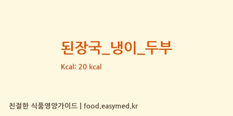 된장국_냉이_두부 영양성분 (칼로리, 단백질, 나트륨)